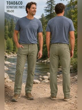 Toad&Co Departure Travel Hiking Pants Mens 38x30 Stretch Khaki Utility gorpcore